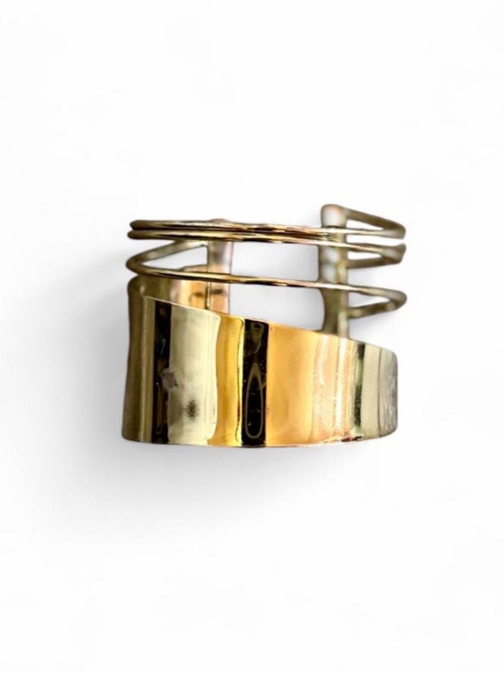 Gold Cuff Bracelet with Spiral Design
Perfect for a Halloween Costume Accessory